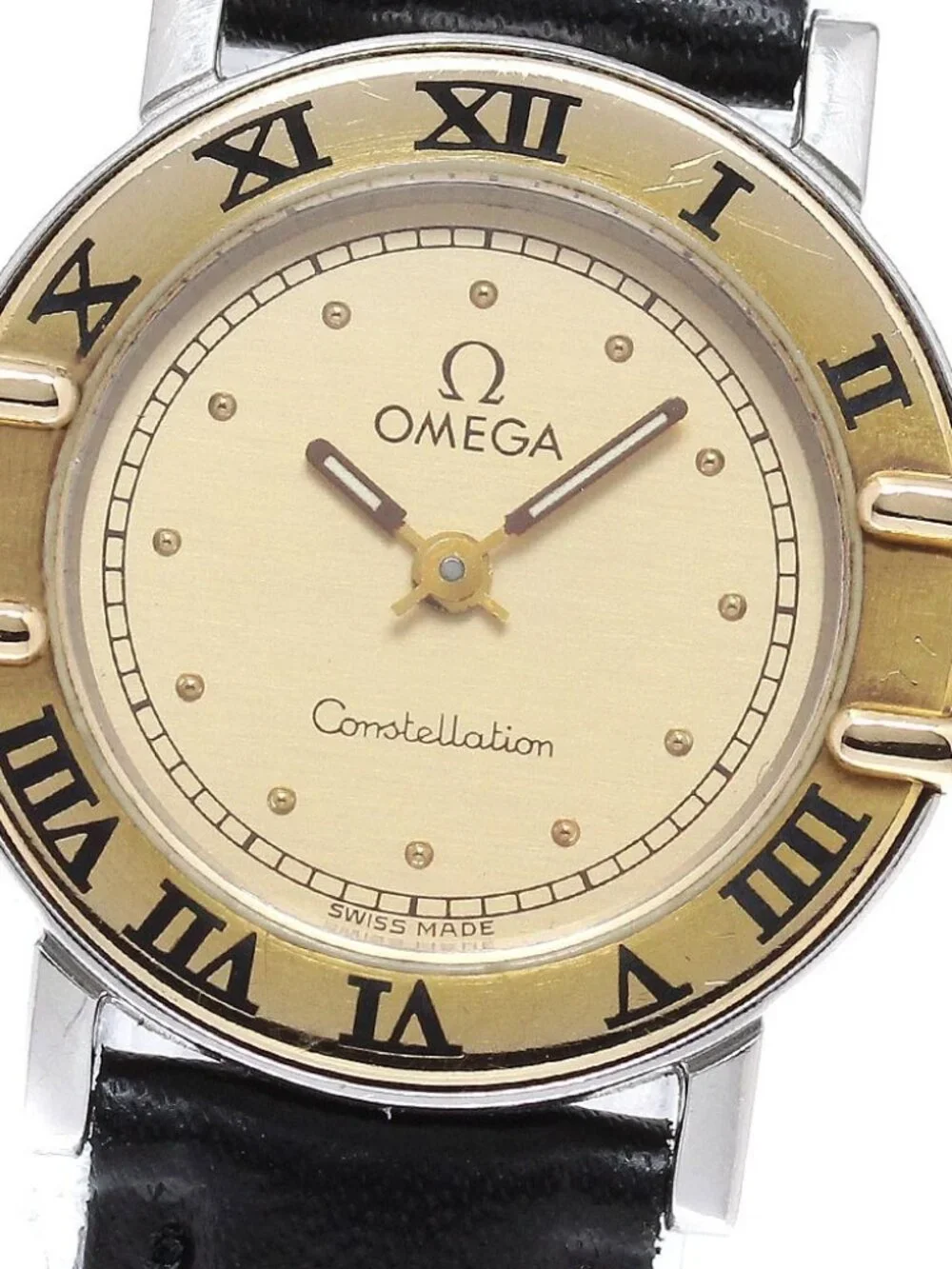 OMEGA Constellation YG bezel Gold Dial Quartz Ladies Watch_964934